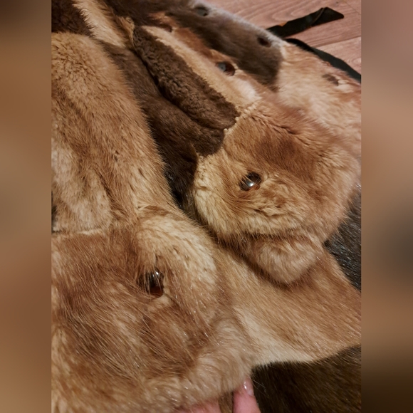 Muskrat multi-coloured long winter coat, Genuine fur, size Small - Picture 13 of 15